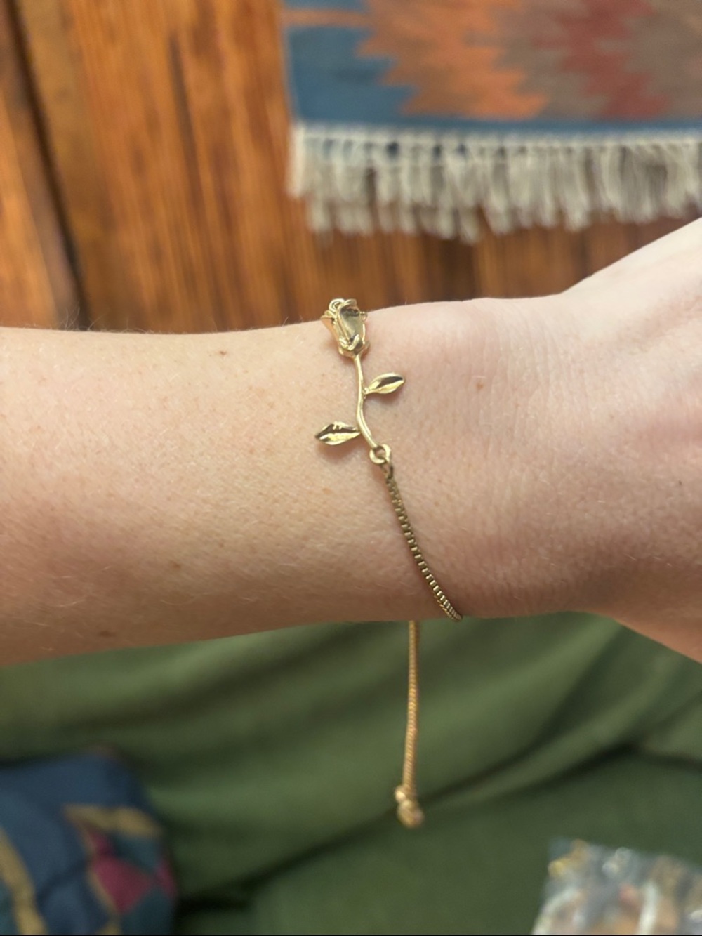 Disney Rose Gold Slider Bracelet with Leaf Charm